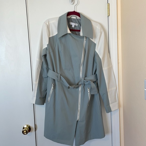 NY& company beautiful spring and raincoat XL light blue and  white. - Picture 1 of 8